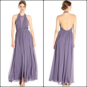 Vera Wang Women's Sleeveless Chiffon Halter Gown